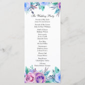 Bloemen bruiloft programma blauw. Boho ceremonieka Programmakaart (Achterkant)