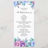 Bloemen bruiloft programma blauw. Boho ceremonieka Programmakaart (Voorkant)