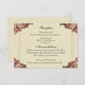 Bloemen bruiloft receptie roze rozen  informatiekaartje (Voorkant / Achterkant)