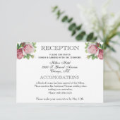 Bloemen bruiloft receptie roze rozen  RSVP kaartje (Staand voorkant)