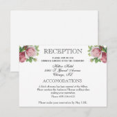 Bloemen bruiloft receptie roze rozen  RSVP kaartje (Voorkant / Achterkant)
