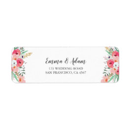 Bloemen Bruiloft retour adres label bloemen roze