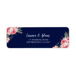 Bloemen Bruiloft retour adres label bloemen roze
