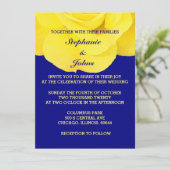 Bloemen bruiloft Roos Geel Navy Blue Spring 2024 Kaart (Staand voorkant)