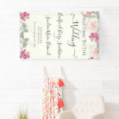 Bloemen bruiloft roze Bloemen bruiloft welkom Spandoek (Insitu)