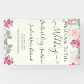 Bloemen bruiloft roze Bloemen bruiloft welkom Spandoek (Horizontaal)