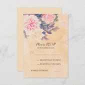 Bloemen bruiloft RSVP kaarten - pioenen (Voorkant / Achterkant)