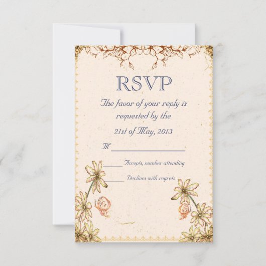 bloemen bruiloft RSVP Kaartje (Voorkant)