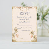 bloemen bruiloft RSVP Kaartje (Staand voorkant)