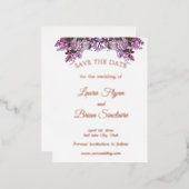 Bloemen Bruiloft Save the Date  Folie Uitnodiging Briefkaart (Voorkant / Achterkant)