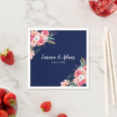 Bloemen Bruiloft Servet Botanische Bloemen Marine (Insitu)