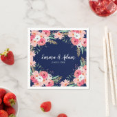 Bloemen Bruiloft Servet Botanische Bloemen Marine  (Insitu)