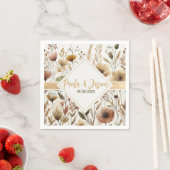 Bloemen bruiloft servet met gouden lint (Insitu)