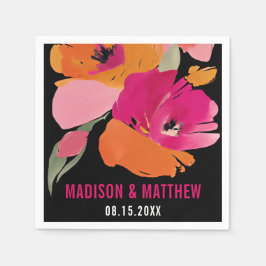  Bloemen Bruiloft Servet - Namen & Datum