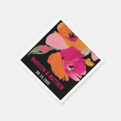  Bloemen Bruiloft Servet - Namen & Datum (Hoek)