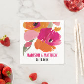  Bloemen Bruiloft Servet - Namen & Datum (Insitu)