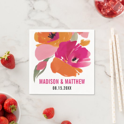  Bloemen Bruiloft Servet - Namen & Datum (Insitu)