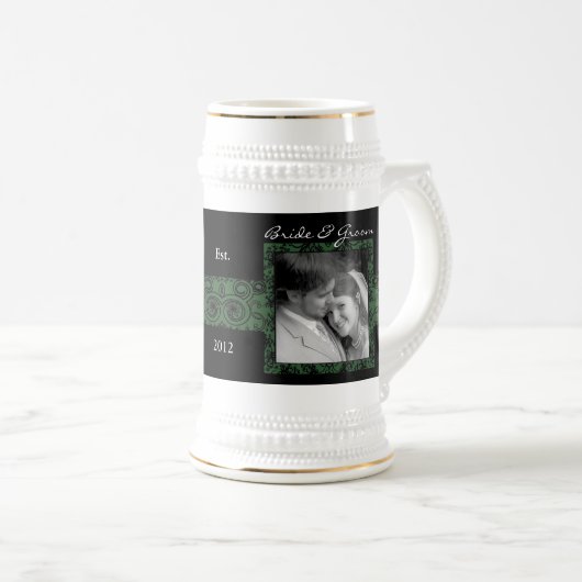 Bloemen bruiloft Stein foto cadeau Bierpul (Voorkant rechts)