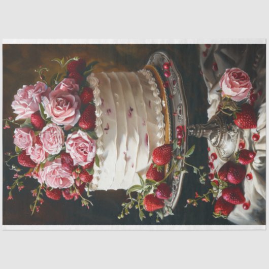 Bloemen Bruiloft Taart Art Bakkerij Decoupage Tissuepapier (Voorkant)