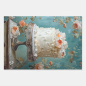 Bloemen Bruiloft Taart Voedsel Bakkerij Decoupage Inpakpapier Vel (Voorkant 3)