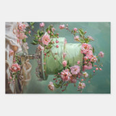 Bloemen Bruiloft Taart Voedsel Bakkerij Decoupage Inpakpapier Vel (Voorkant)