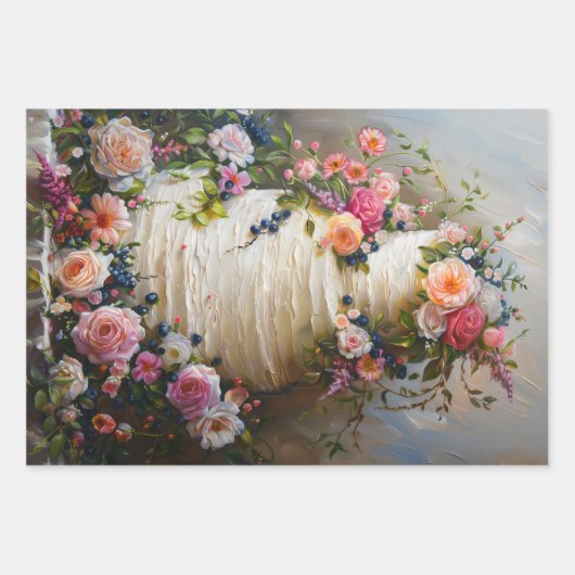  Bloemen Bruiloft Taart Voedsel Bakkerij Decoupage Inpakpapier Vel (Voorkant 2)