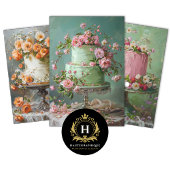 Bloemen Bruiloft Taart Voedsel Bakkerij Decoupage Inpakpapier Vel
