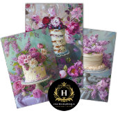  Bloemen Bruiloft Taart Voedsel Bakkerij Decoupage Inpakpapier Vel