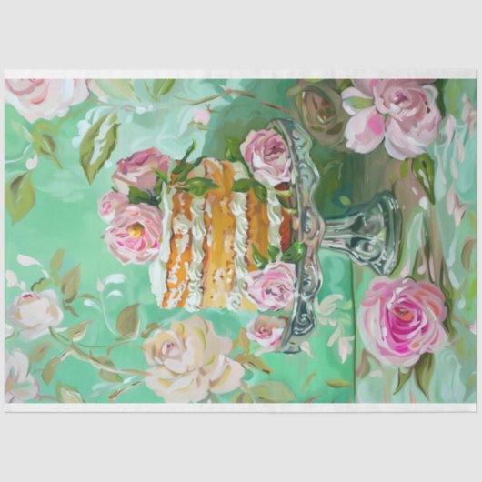  Bloemen Bruiloft Taart Voedsel Bakkerij Decoupage Tissuepapier (Voorkant)