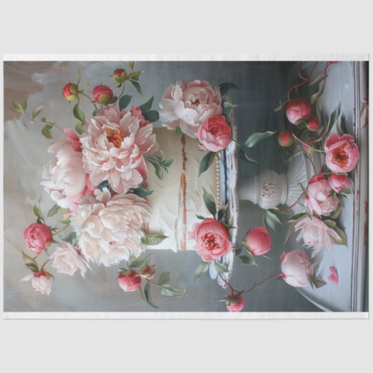  Bloemen Bruiloft Taart Voedsel Bakkerij Decoupage Tissuepapier (Voorkant)