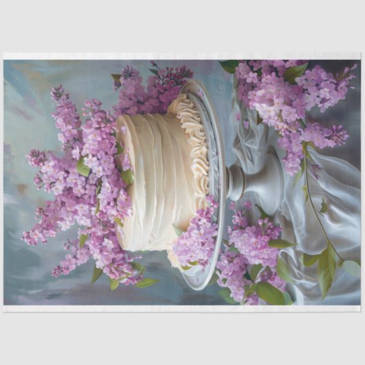 Bloemen Bruiloft Taart Voedsel Bakkerij Decoupage Tissuepapier (Voorkant)