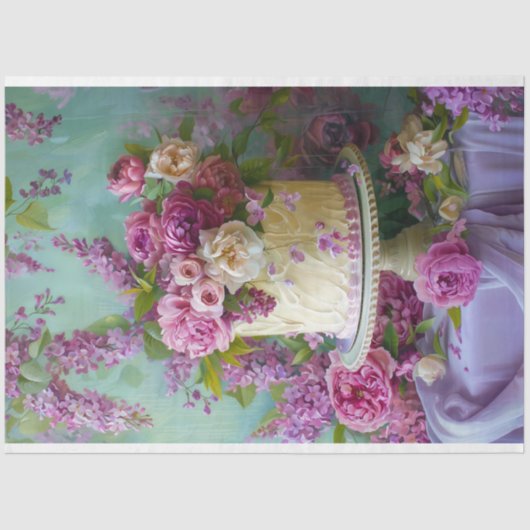  Bloemen Bruiloft Taart Voedsel Bakkerij Decoupage Tissuepapier (Voorkant)