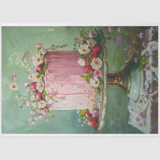 Bloemen Bruiloft Taart Voedsel Bakkerij Decoupage Tissuepapier (Voorkant)