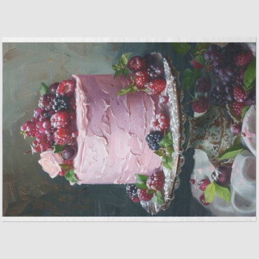  Bloemen Bruiloft Taart Voedsel Bakkerij Decoupage Tissuepapier (Voorkant)