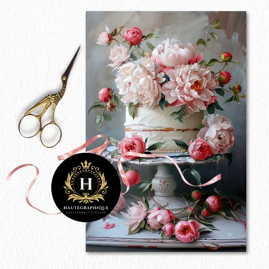 Bloemen Bruiloft Taart Voedsel Bakkerij Decoupage Tissuepapier