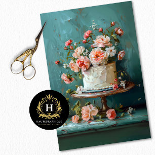 Bloemen Bruiloft Taart Voedsel Bakkerij Decoupage Tissuepapier