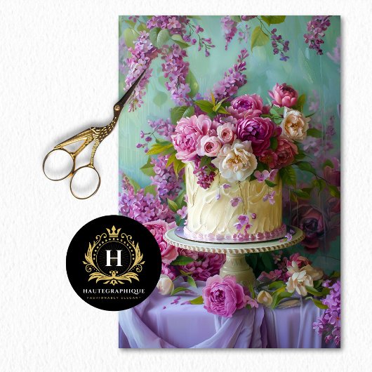  Bloemen Bruiloft Taart Voedsel Bakkerij Decoupage Tissuepapier