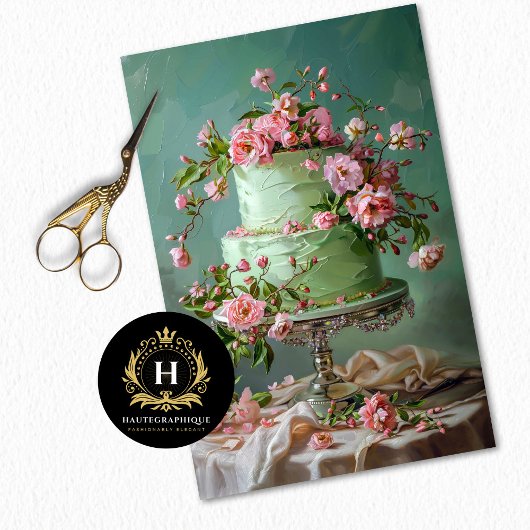Bloemen Bruiloft Taart Voedsel Bakkerij Decoupage Tissuepapier
