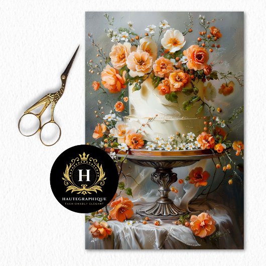 Bloemen Bruiloft Taart Voedsel Bakkerij Decoupage Tissuepapier