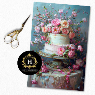 Bloemen Bruiloft Taart Voedsel Bakkerij Decoupage Tissuepapier