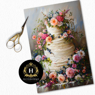  Bloemen Bruiloft Taart Voedsel Bakkerij Decoupage Tissuepapier
