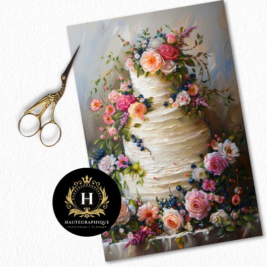  Bloemen Bruiloft Taart Voedsel Bakkerij Decoupage Tissuepapier
