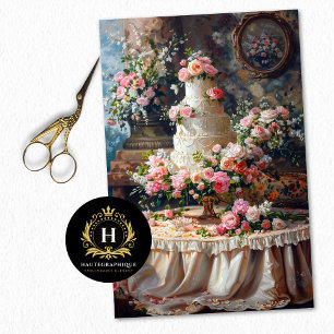 Bloemen Bruiloft Taart Voedsel Bakkerij Decoupage Tissuepapier