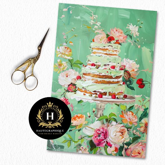  Bloemen Bruiloft Taart Voedsel Bakkerij Decoupage Tissuepapier
