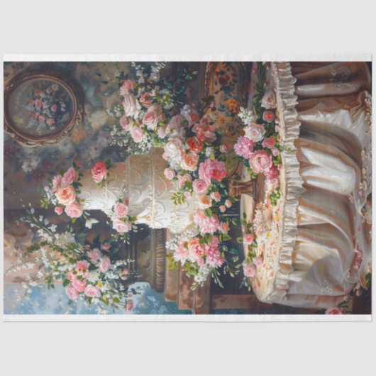  Bloemen Bruiloft Taart Voedsel Bakkerij Decoupage Tissuepapier (Voorkant)