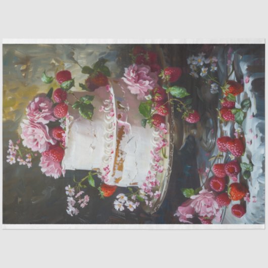  Bloemen Bruiloft Taart Voedsel Bakkerij Decoupage Tissuepapier (Voorkant)