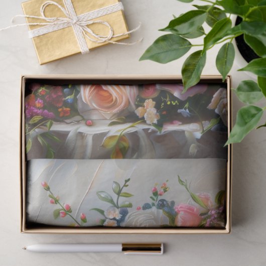 Bloemen Bruiloft Taart Voedsel Bakkerij Decoupage Tissuepapier (Geschenk)