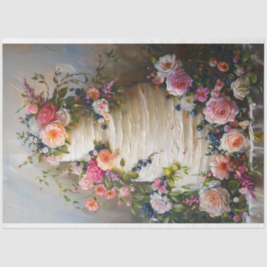  Bloemen Bruiloft Taart Voedsel Bakkerij Decoupage Tissuepapier (Voorkant)