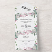 Bloemen bruiloft thema all in one uitnodiging (Binnen)