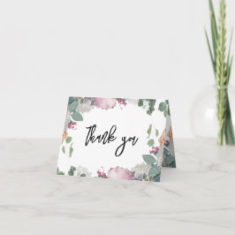 Bloemen bruiloft thema bedankkaart